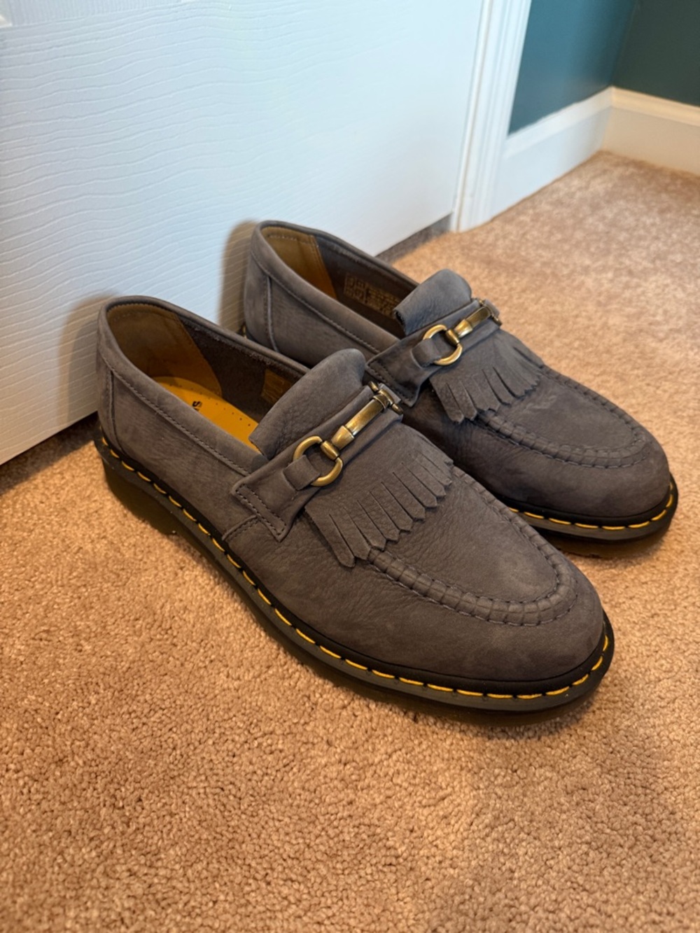 Dr. Martens Gray/Blue Suede Kiltie Horsebit Loafers - Picture 2 of 3